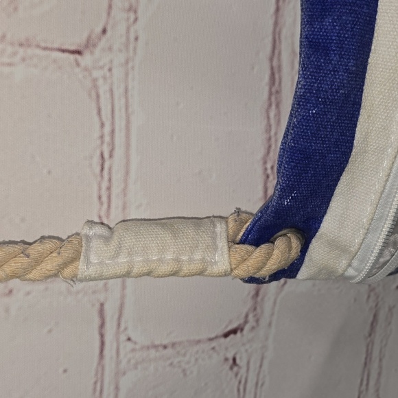 Boothbay Harbor Blue Striped Tote Holden Beach North Carolina 2 Pockets Nautical - Picture 2 of 8